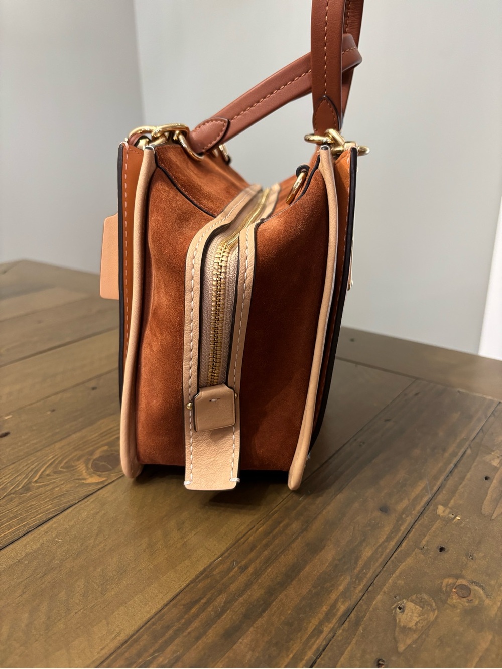 Coach Dreamer Satchel in Sunrise Multi Colorblock Leather and Suede - Picture 4 of 16